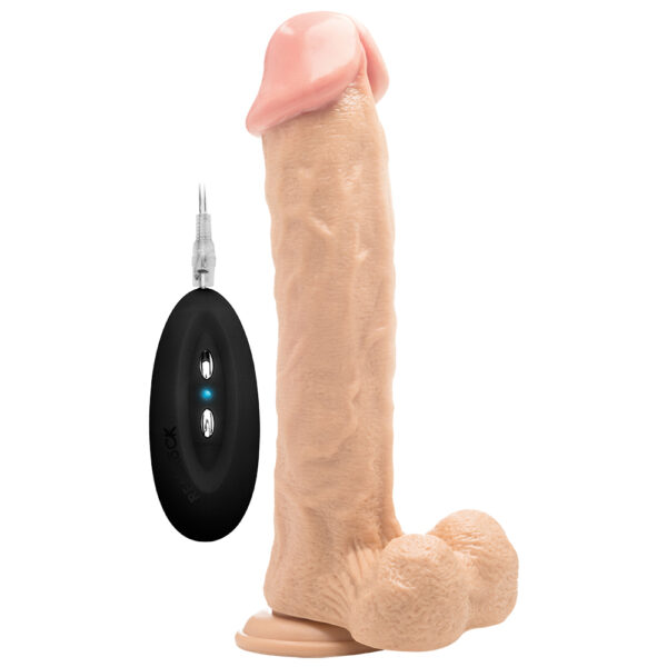 VIBRADOR REALISTA CON TESTÍCULOS REALROCK 11” BLANCO - Imagen 3