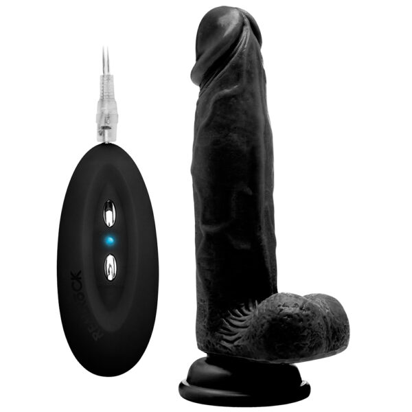 VIBRADOR REALISTA CON TESTÍCULOS REALROCK 8” NEGRO - Imagen 3