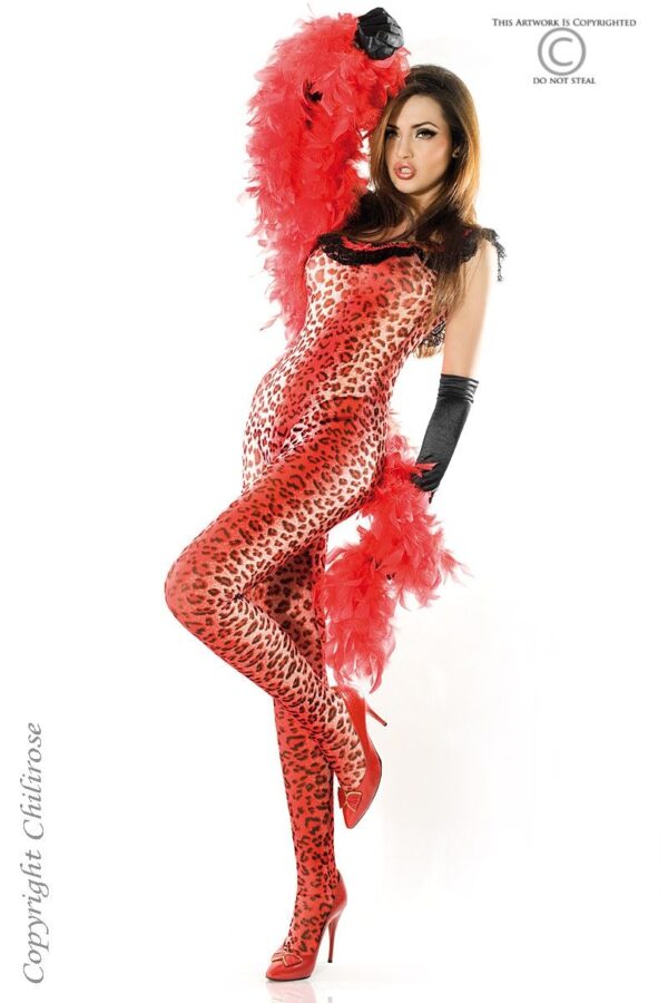 BODYSTOCKING  Y TANGA CR-3334 ROJO - Imagen 3