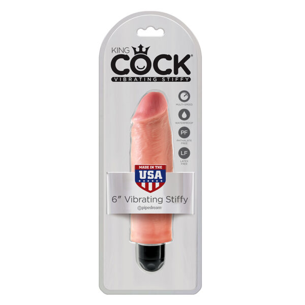VIBRADOR REALISTA KING COCK VIBRATING STIFFY 6" BLANCO - Imagen 3