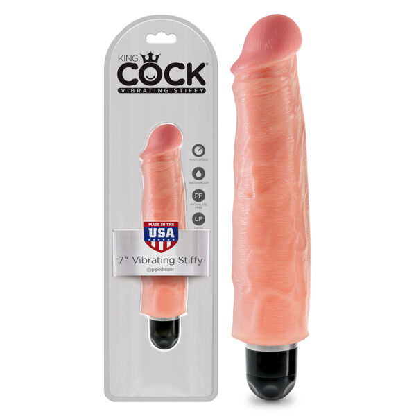 VIBRADOR REALISTA KING COCK VIBRATING STIFFY 7" BLANCO