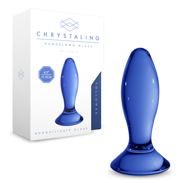PLUG EN VIDRIO FOLLOWER CHRYSTALINO AZUL - Imagen 3