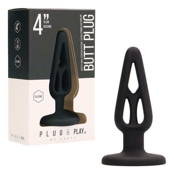 PLUG ANAL EN SILICONA PLUG & PLAY 4” NEGRO