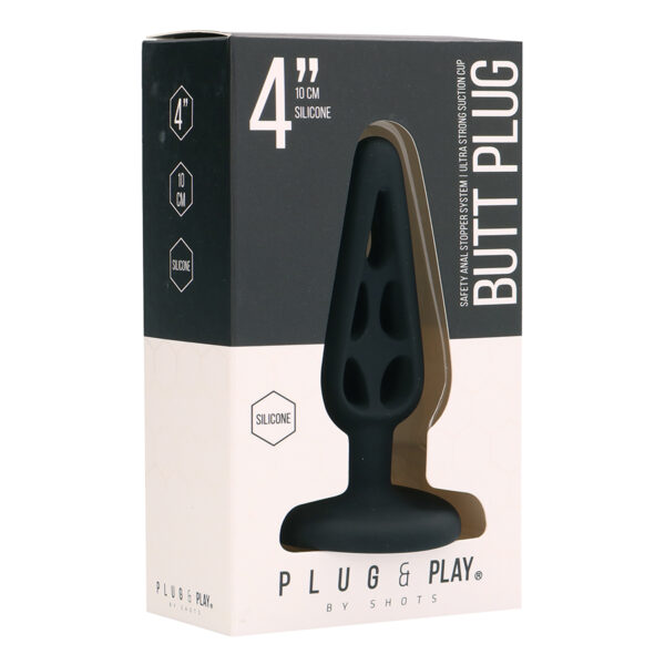 PLUG ANAL EN SILICONA PLUG & PLAY 4” NEGRO - Imagen 3