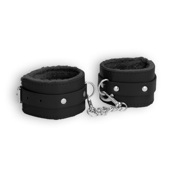 ESPOSAS OUCH! PLUSH LEATHER WRIST CUFFS NEGRAS - Imagen 4