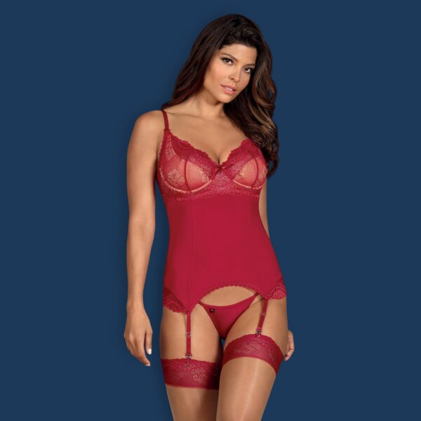 CORSÉ Y TANGA ROSALYNE OBSESSIVE ROJO - Imagen 7