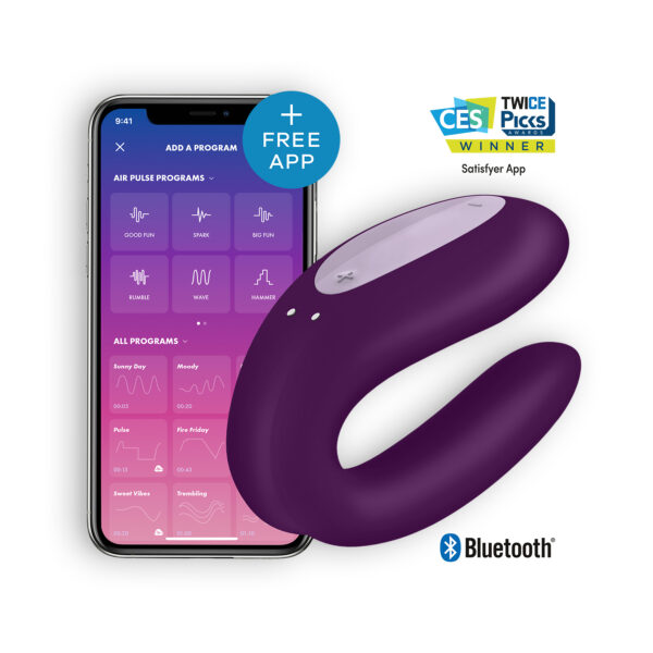 VIBRADOR DOUBLE JOY CON APP SATISFYER MORADO - Imagen 8