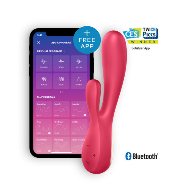 VIBRADOR MONO FLEX CON APP Y BLUETOOTH SATISFYER ROJO - Imagen 5