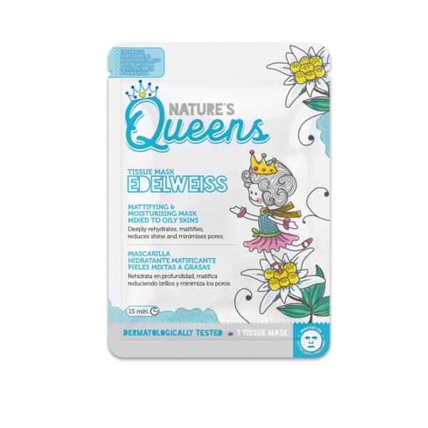 MASCARILLA DE TEJIDO FACIAL MATIFICANTE NATURE’S QUEENS EDELWEISS 25ML - Imagen 5