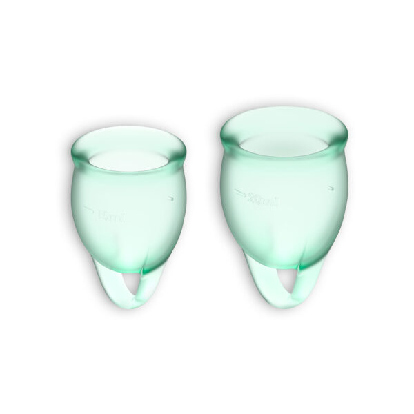 CONJUNTO DE 2 COPAS MENSTRUALES FEEL CONFIDENT SATISFYER VERDE CLARO - Imagen 3