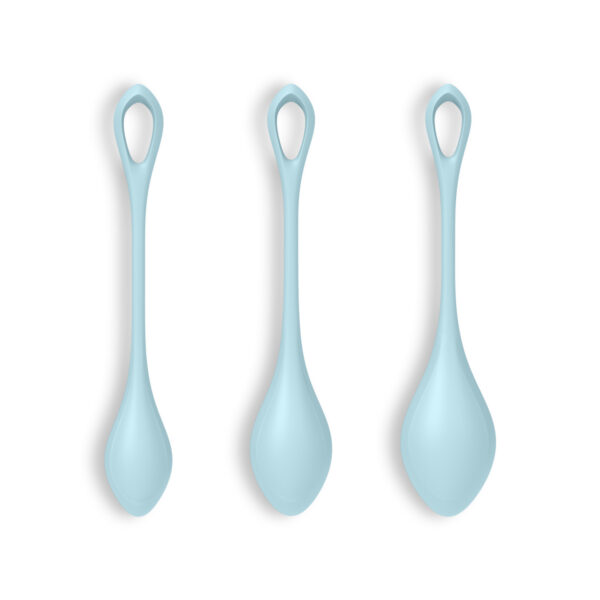 CONJUNTO DE 3 BOLAS KEGEL YONI POWER 2 SATISFYER AZULES - Imagen 3