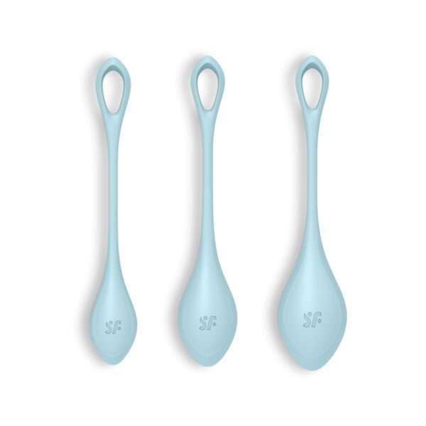 CONJUNTO DE 3 BOLAS KEGEL YONI POWER 2 SATISFYER AZULES - Imagen 4