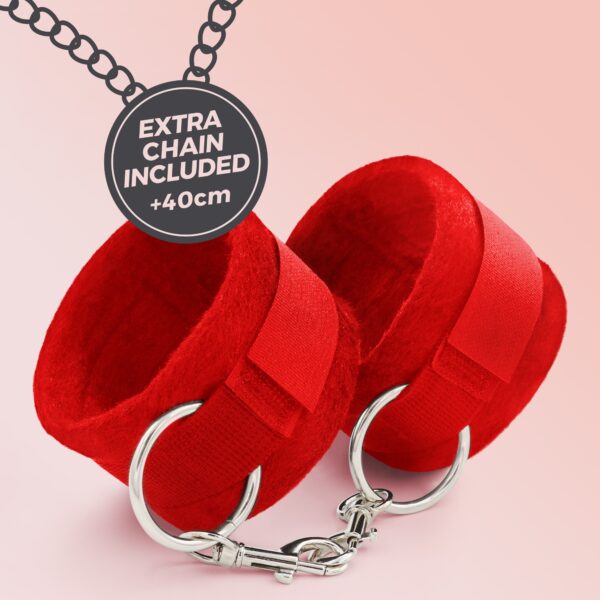 ESPOSAS DE VELCRO TOUGH LOVE CON CADENA DE 40CM EXTRA CRUSHIOUS ROJAS - Imagen 7