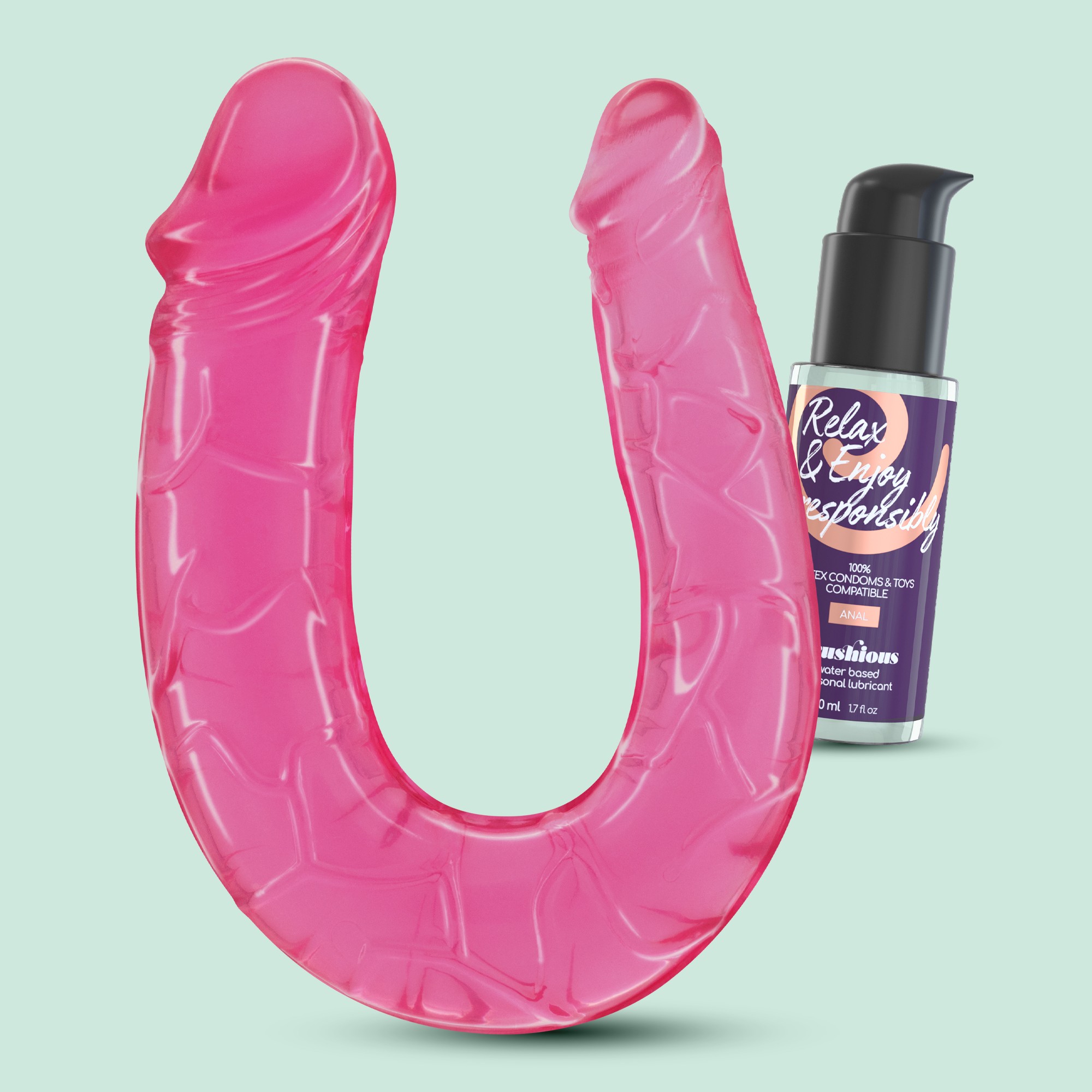 DEEP DIVER DILDO DOBLE CON LUBRICANTE ANAL 50ML CRUSHIOUS ROSA - Imagen 9