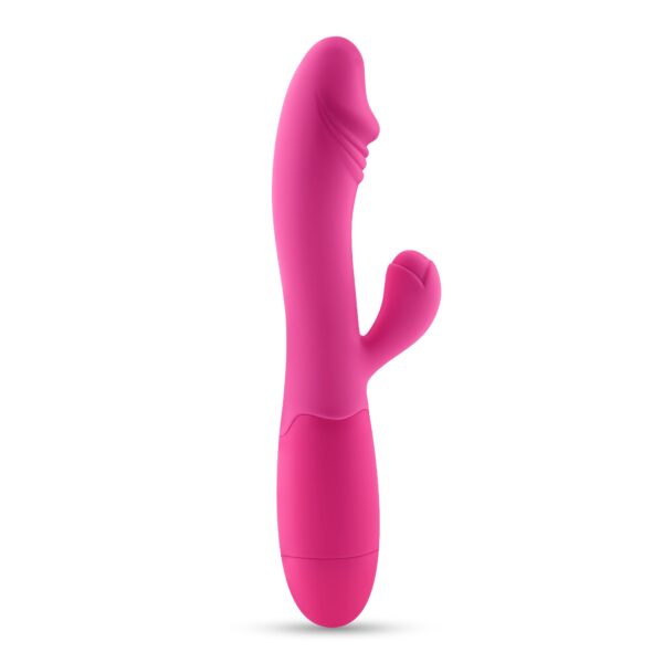 VIBRADOR RECARGABLE CON ESTIMULADOR DE CLÍTORIS BLOSSOMS ROSA FUERTE Y LUBRICANTE DE BASE AGUA INCLUIDO CRUSHIOUS - Imagen 4