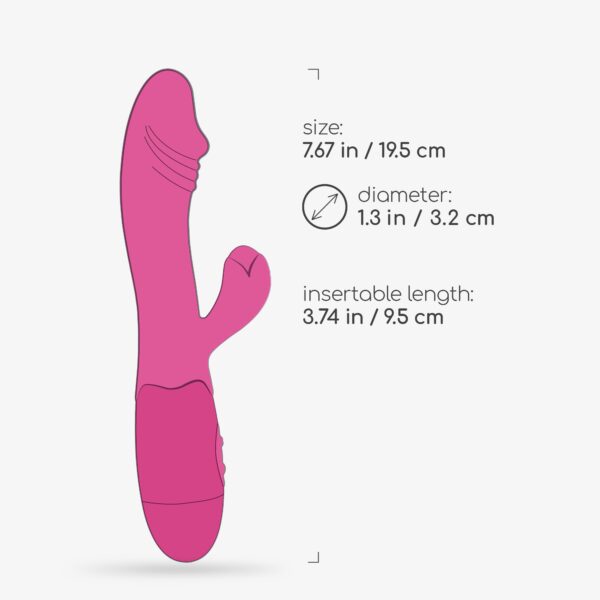 VIBRADOR RECARGABLE CON ESTIMULADOR DE CLÍTORIS BLOSSOMS ROSA FUERTE Y LUBRICANTE DE BASE AGUA INCLUIDO CRUSHIOUS - Imagen 10