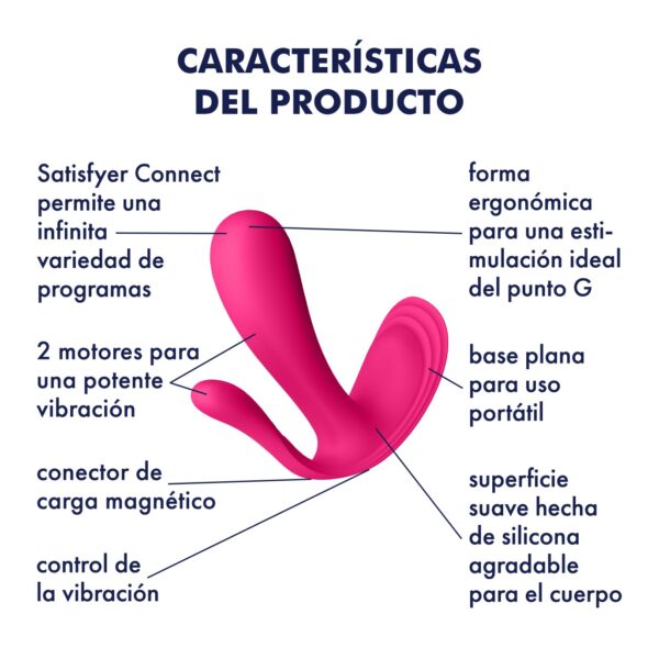 ESTIMULADOR DEL PUNTO-G Y ANAL TOP SECRET + CON APP SATISFYER ROSA - Imagen 5