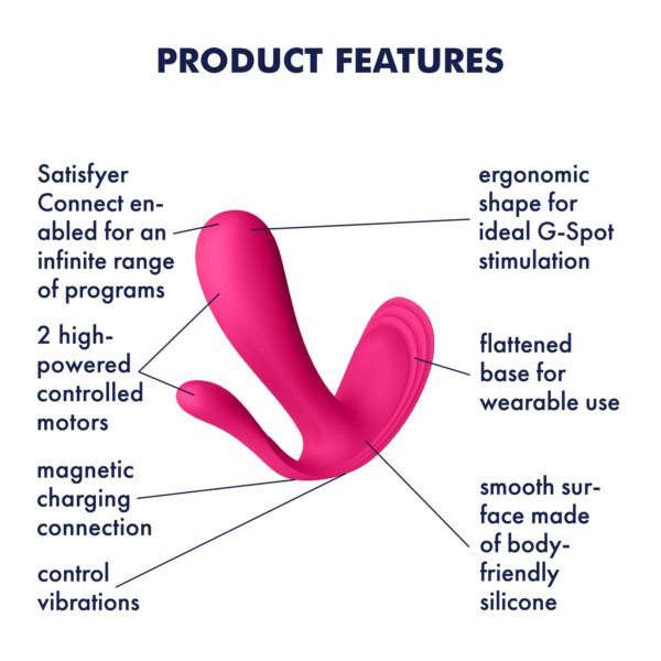 ESTIMULADOR DEL PUNTO-G Y ANAL TOP SECRET + CON APP SATISFYER ROSA - Imagen 6