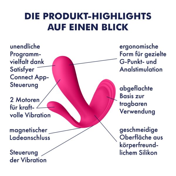 ESTIMULADOR DEL PUNTO-G Y ANAL TOP SECRET + CON APP SATISFYER ROSA - Imagen 8