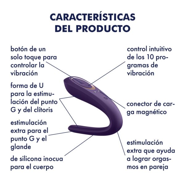 VIBRADOR PARA PAREJAS DOUBLE CLASSIC CON CARGADOR USB - Imagen 8