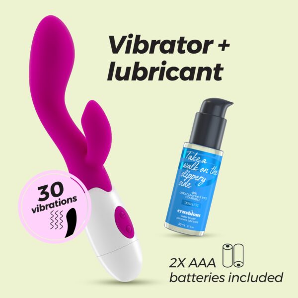 VIBRADOR CON ESTIMULADOR DE CLÍTORIS CHERIE Y LUBRICANTE DE BASE AGUA INCLUIDO CRUSHIOUS - Imagen 12