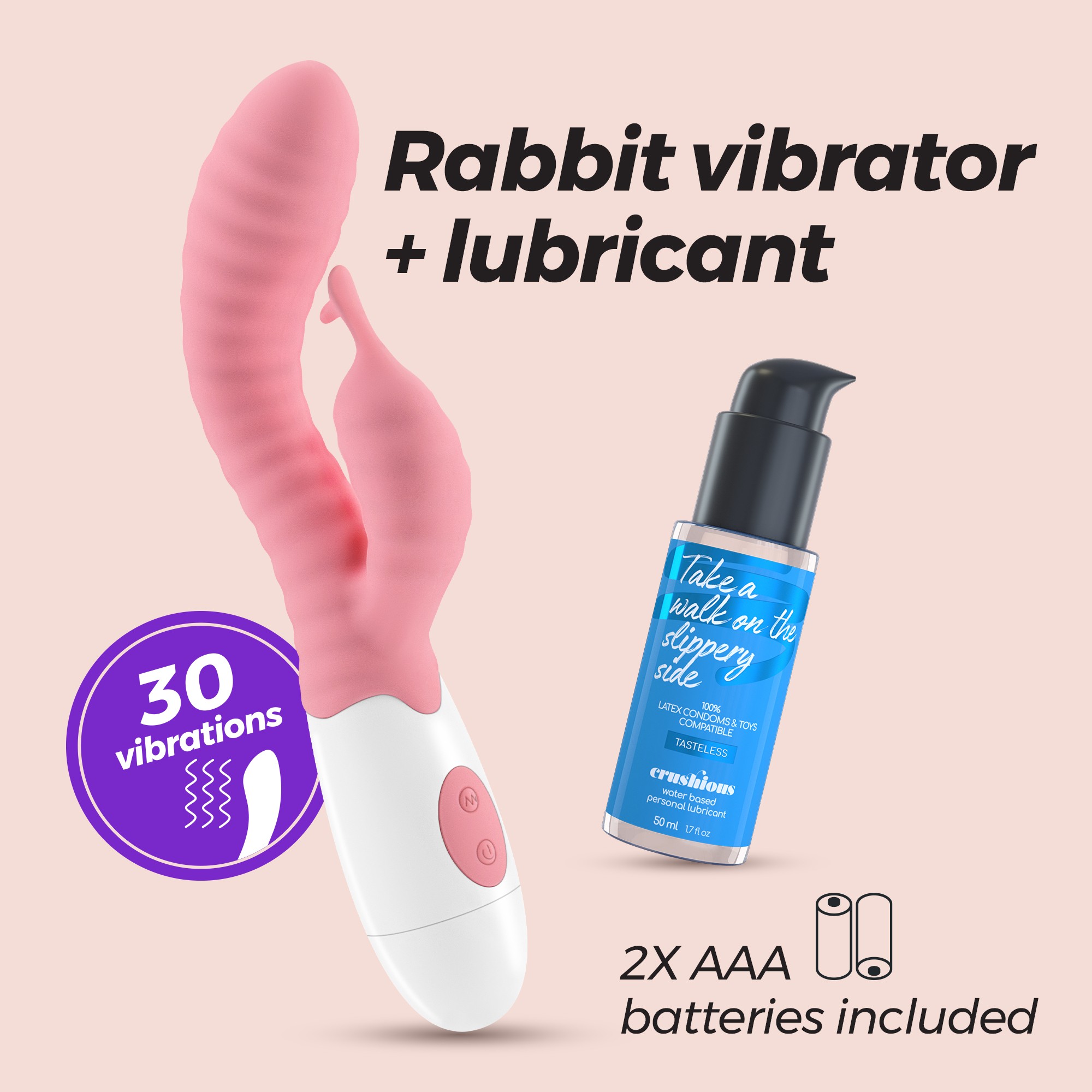 VIBRADOR CON ESTIMULADOR DE CLÍTORIS GUMMIE ROSA Y LUBRICANTE DE BASE AGUA INCLUIDO CRUSHIOUS - Imagen 12
