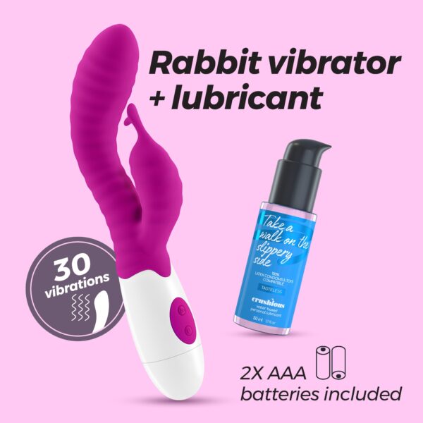 VIBRADOR CON ESTIMULADOR DE CLÍTORIS GUMMIE MORADO Y LUBRICANTE DE BASE AGUA INCLUIDO CRUSHIOUS - Imagen 12