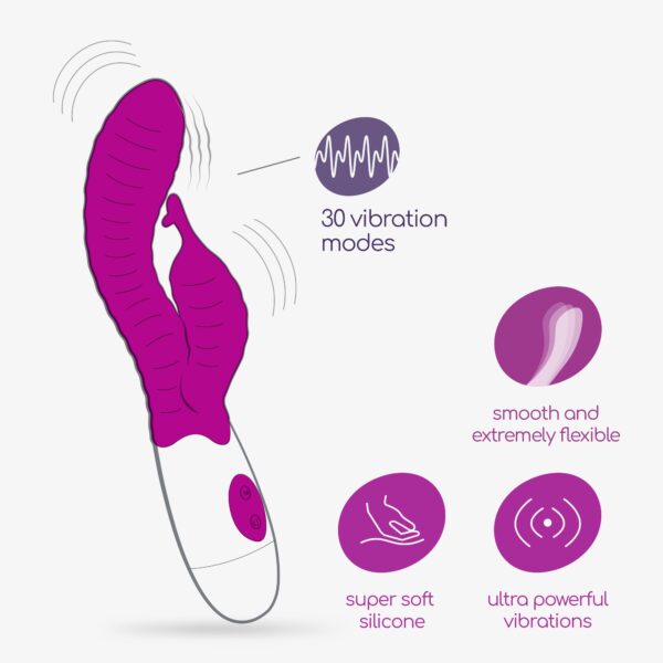 VIBRADOR CON ESTIMULADOR DE CLÍTORIS GUMMIE MORADO Y LUBRICANTE DE BASE AGUA INCLUIDO CRUSHIOUS - Imagen 8