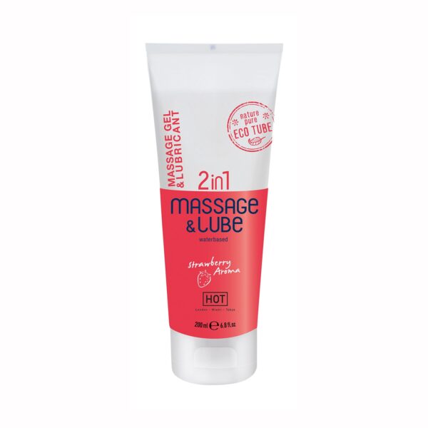 GEL DE MASAJE Y LUBRICANTE 2EN1 CON SABOR A FRESA HOT™ 200ML