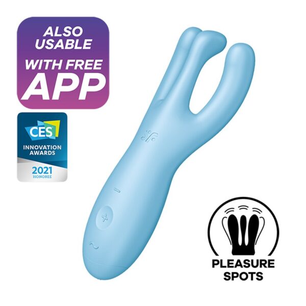 VIBRADOR THREESOME 4 CON APP SATISFYER AZUL - Imagen 8