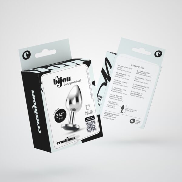 PLUG ANAL JOYA BIJOU NEGRO MEDIANO CRUSHIOUS CON BOLSA ATERCIOPELADA GRATIS - Imagen 7