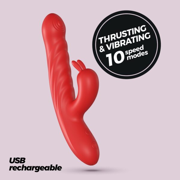 LAPIN VIBRADOR CONEJO RECARGABLE CON EMPUJE ROJO CRUSHIOUS - Imagen 11