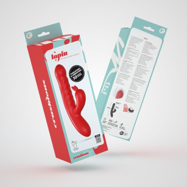 LAPIN VIBRADOR CONEJO RECARGABLE CON EMPUJE ROJO CRUSHIOUS - Imagen 9