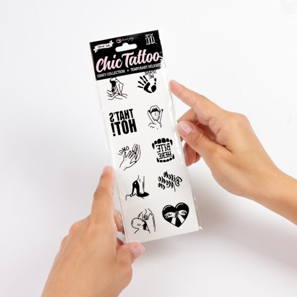 SET DE 10 TATTOOS TEMPORALES - KINKY COLLECTION CHIC TATTOO SECRET PLAY - Imagen 5