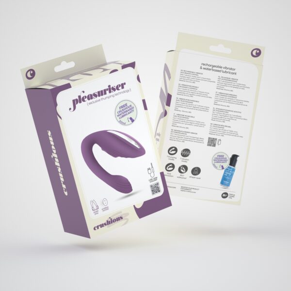 VIBRADOR RECARGABLE CON MANDO PLEASURISER Y REGALO DE LUBRICANTE A BASE DE AGUA CRUSHIOUS - Imagen 11