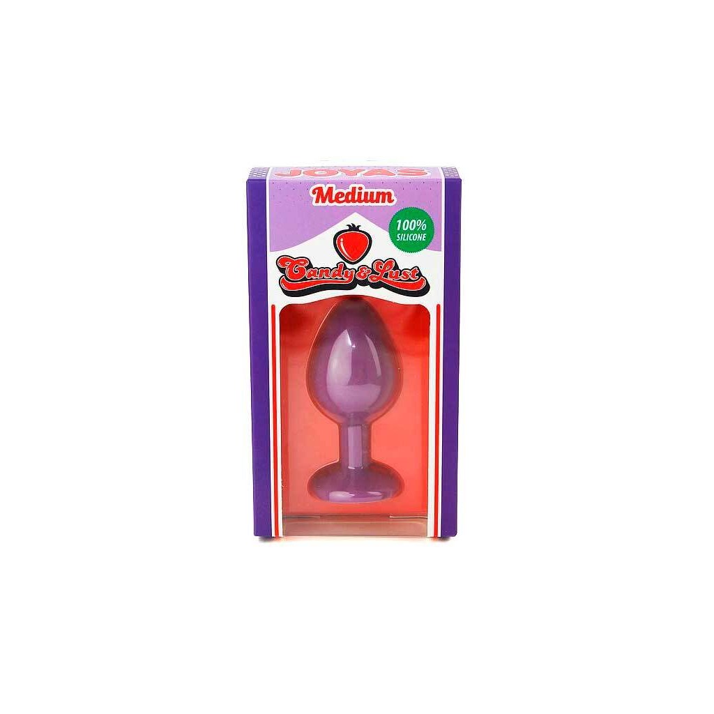 PLUG ANAL DE SILICONA CON JOYA MORADO CANDY LUST - Imagen 4