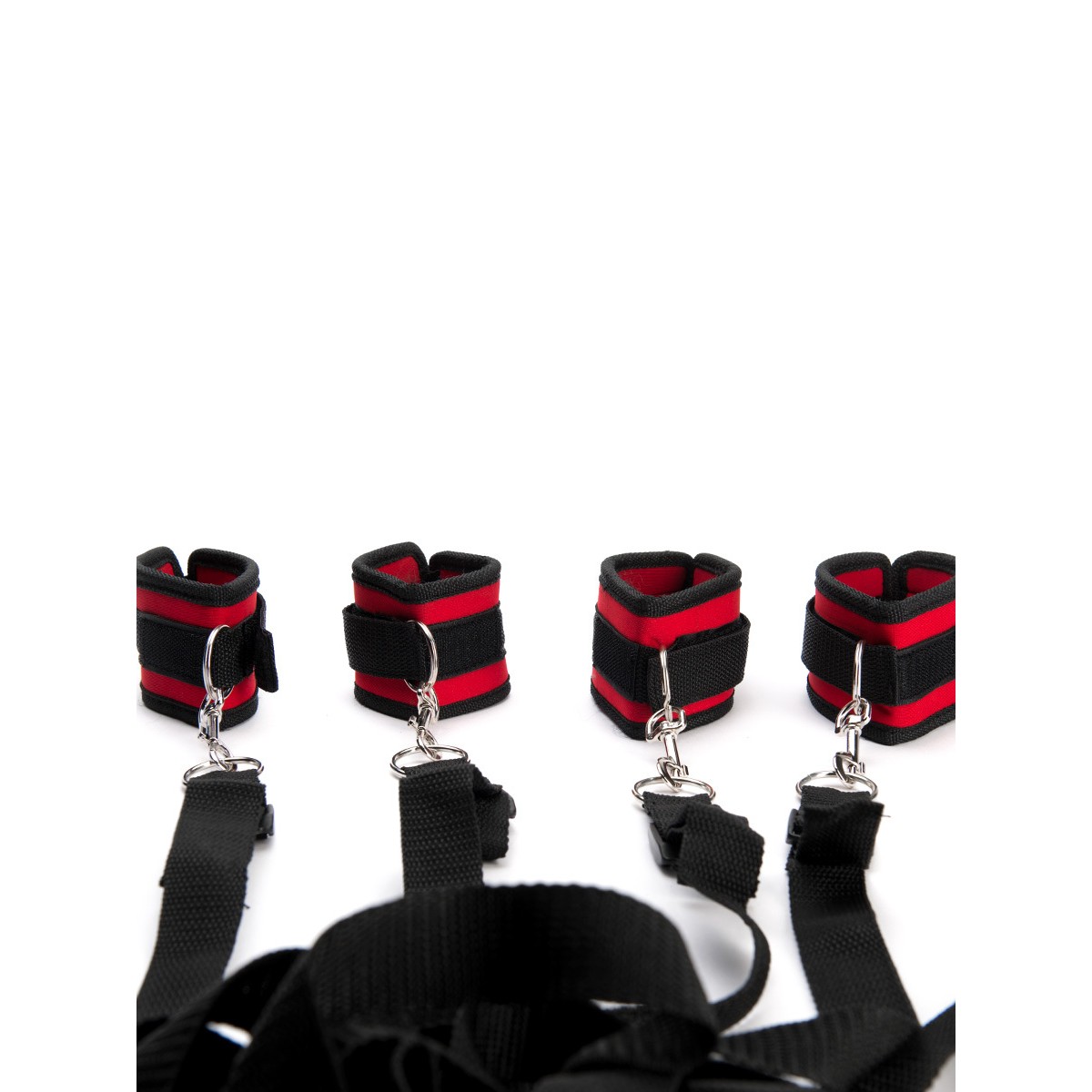CONJUNTO DE RESTRICCIONES PARA CAMA ARGUS FETISH NEGRO E ROJO ARGUS TOYS