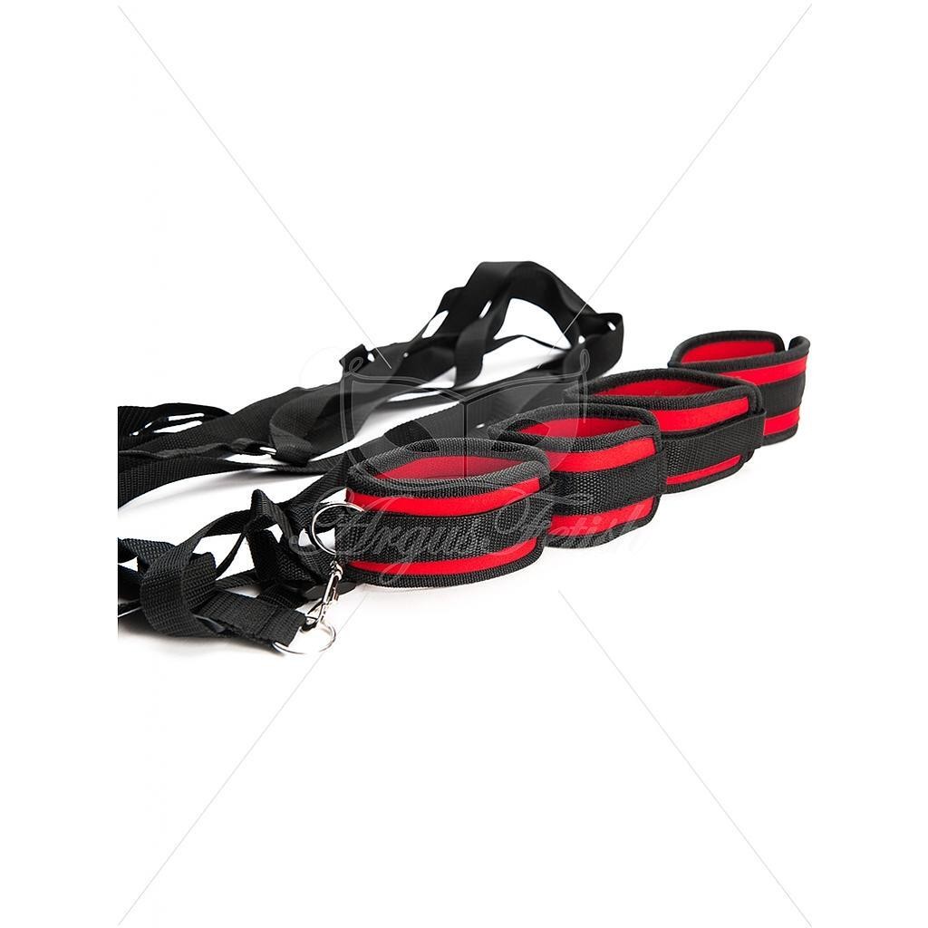 CONJUNTO DE RESTRICCIONES PARA CAMA ARGUS FETISH NEGRO E ROJO ARGUS TOYS - Imagen 3