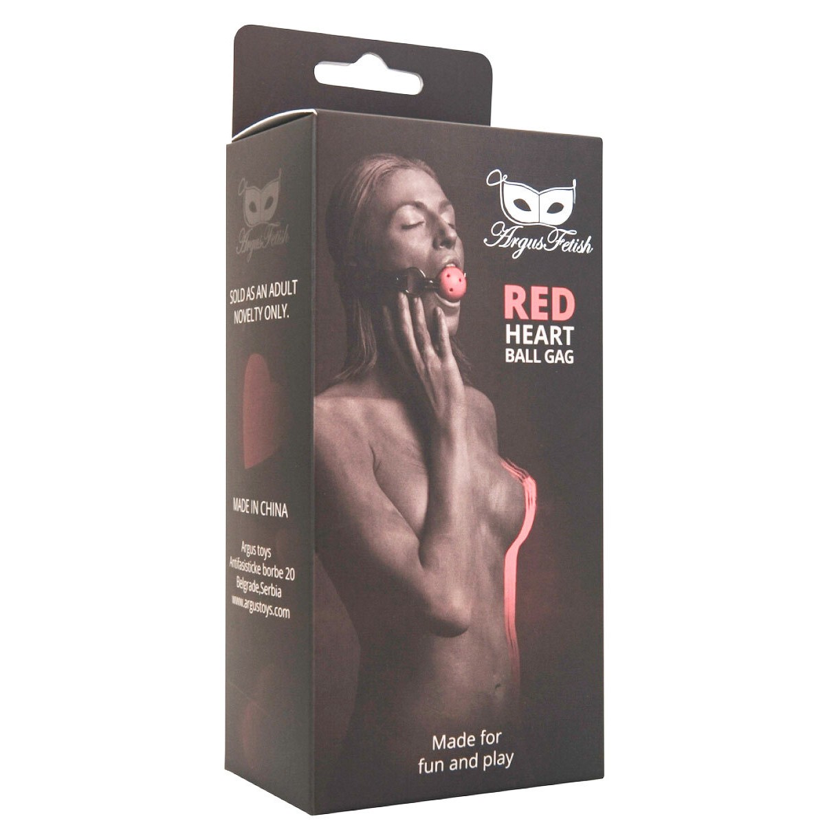 MORDAZA RESPIRABLE RED HEART BALL ARGUS FETISH ARGUS TOYS - Imagen 4