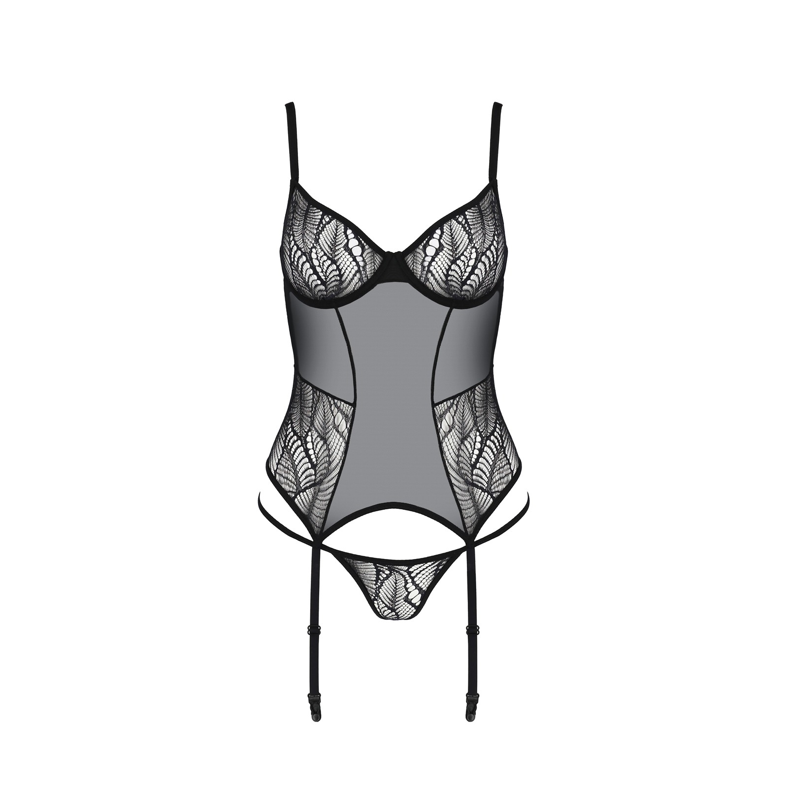 CORSÉ Y TANGA LEAFA NEGRO ECO COLLECTION PASSION - Imagen 3