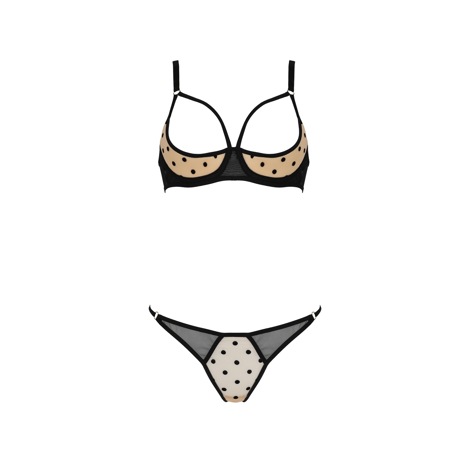 CONJUNTO DE 2 PIEZAS CON SUJETADOR ABIERTO MARINA BEGE DEVIL COLLECTION PASSION - Imagen 3