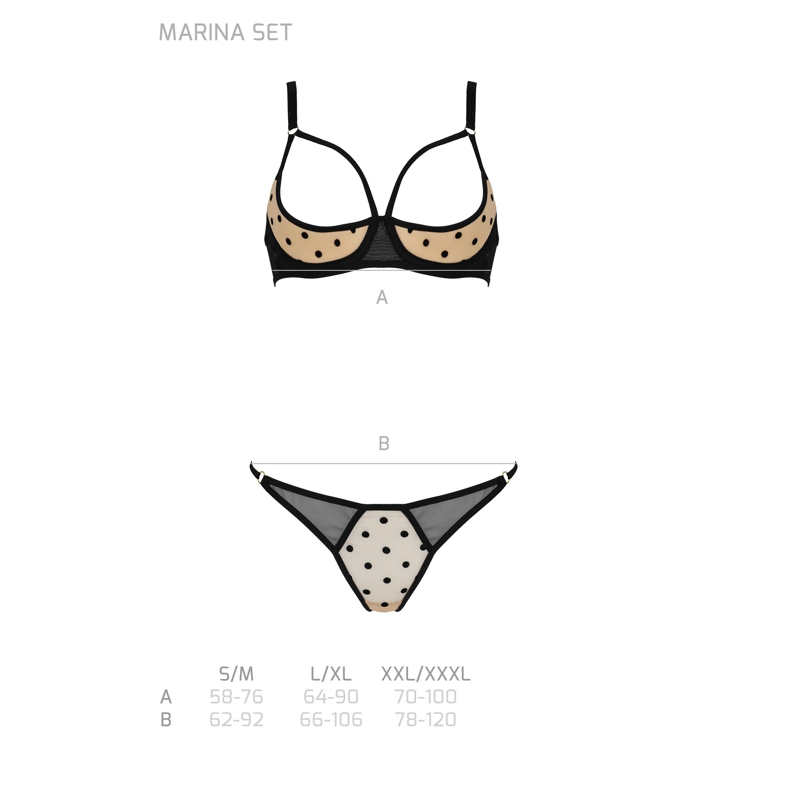 CONJUNTO DE 2 PIEZAS CON SUJETADOR ABIERTO MARINA BEGE DEVIL COLLECTION PASSION - Imagen 5
