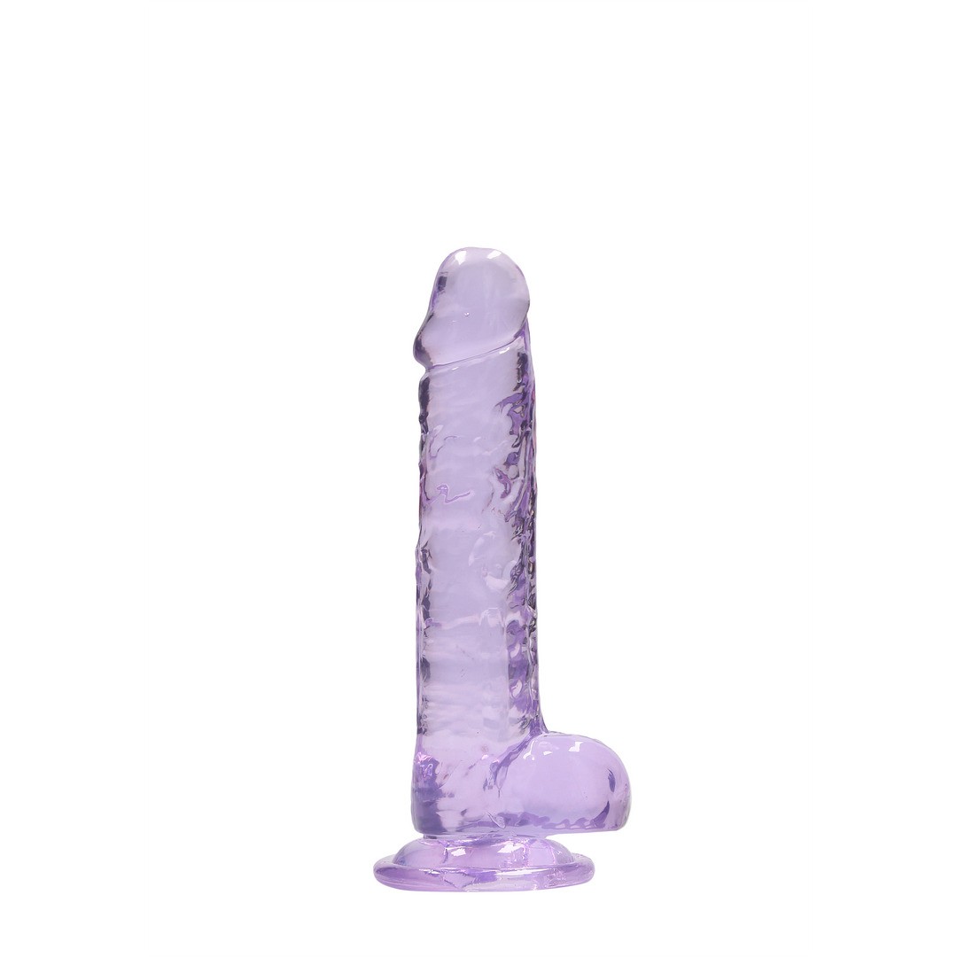 DILDO REALISTA CON TESTICULOS CRYSTAL CLEAR 7 /18 CM MORADO REALROCK - Imagen 3
