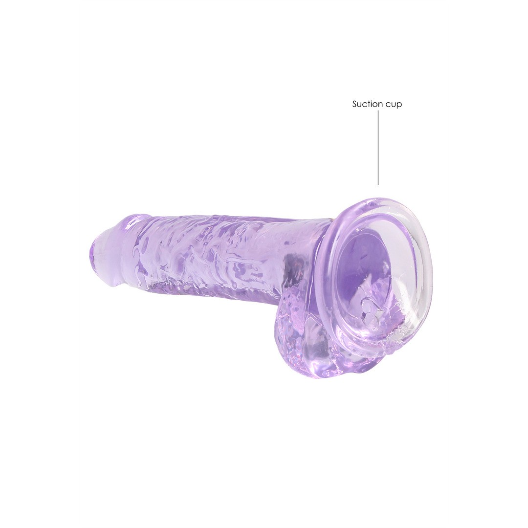 DILDO REALISTA CON TESTICULOS CRYSTAL CLEAR 7 /18 CM MORADO REALROCK - Imagen 5