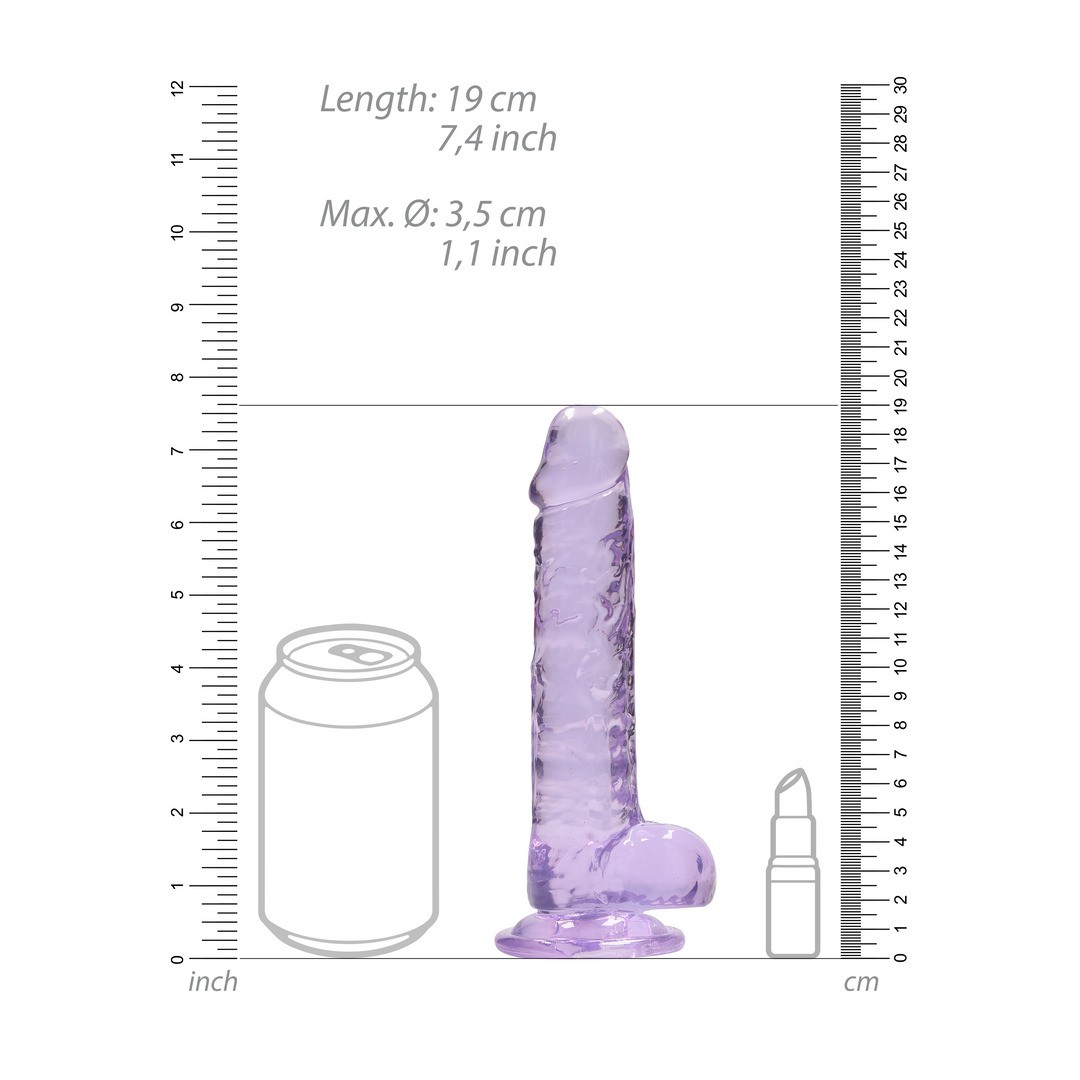 DILDO REALISTA CON TESTICULOS CRYSTAL CLEAR 7 /18 CM MORADO REALROCK - Imagen 6