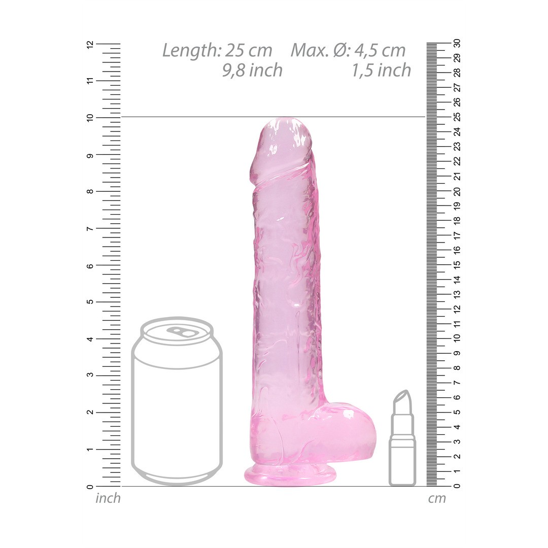 DILDO REALISTA CON TESTICULOS CRYSTAL CLEAR 9 /23 CM ROSA REALROCK - Imagen 6