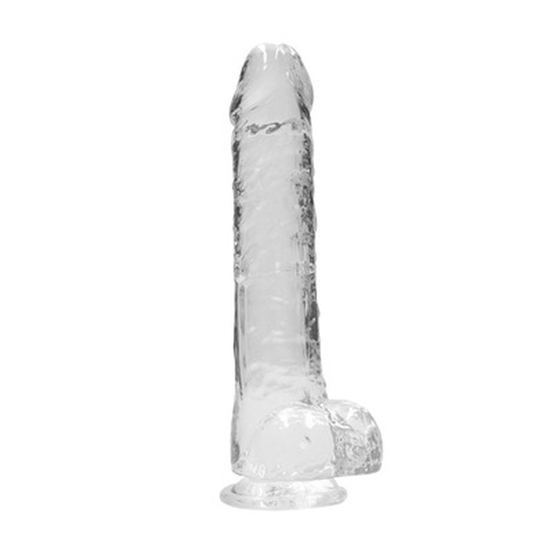 DILDO REALISTA CON TESTICULOS CRYSTAL CLEAR 9 /23CM TRANPARENTE REALROCK - Imagen 7