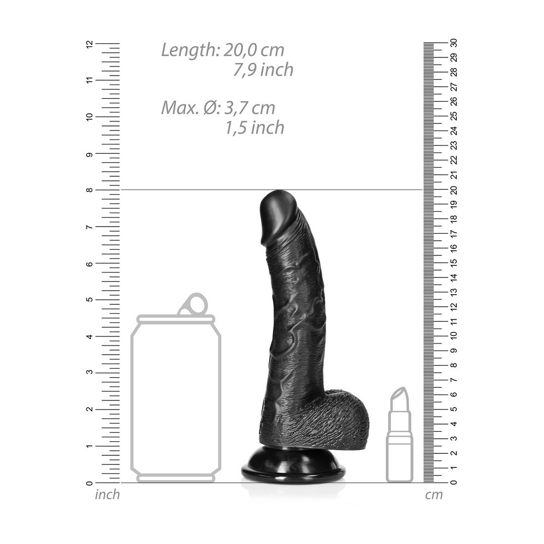 DILDO REALISTA CON TESTICULOS CURVED 7 /18CM NEGRO REALROCK - Imagen 6