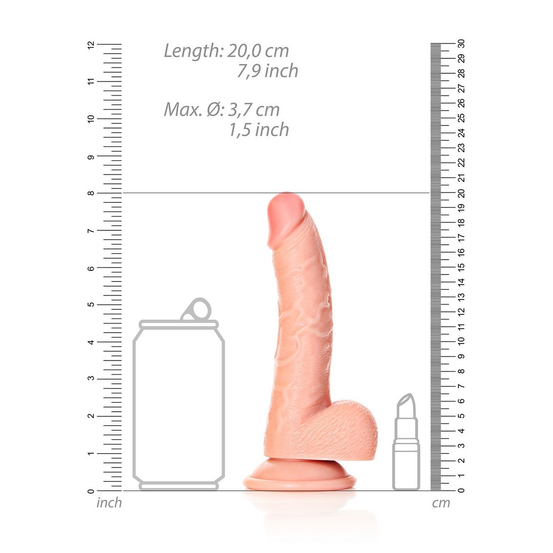 DILDO REALISTA CON TESTICULOS CURVED 7 /18CM FLESH REALROCK - Imagen 6
