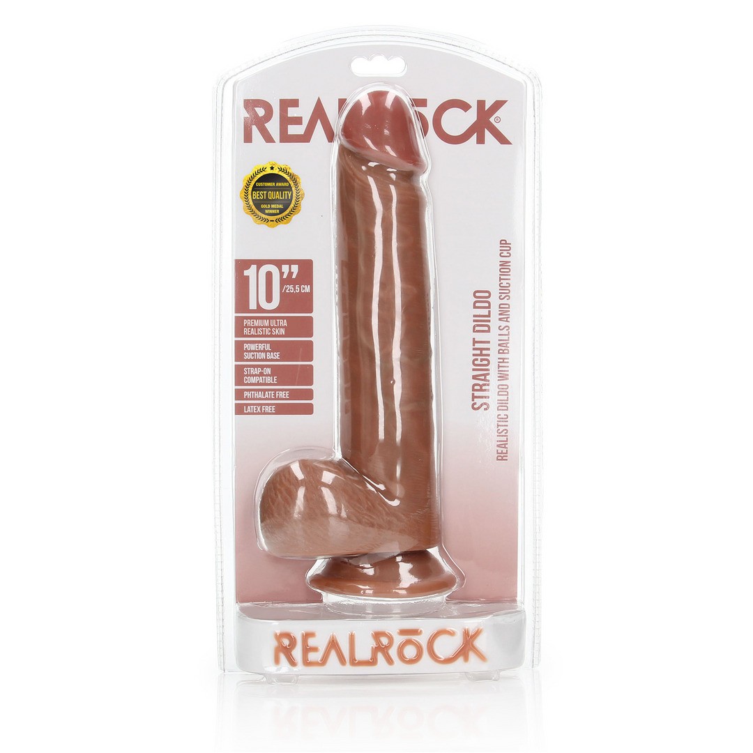 DILDO REALISTA CON TESTICULOS STRAIGHT 10 /25,5 CM REALROCK
